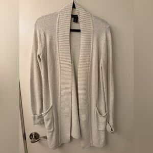 Tahari Cream Knit Open Cardigan